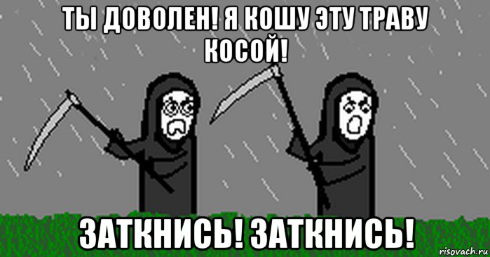 ты доволен! я кошу эту траву косой! заткнись! заткнись!
