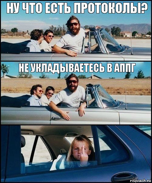 Ну что есть протоколы? Не укладываетесь в аппг, Комикс   Мальчишник (показывает средний палец)