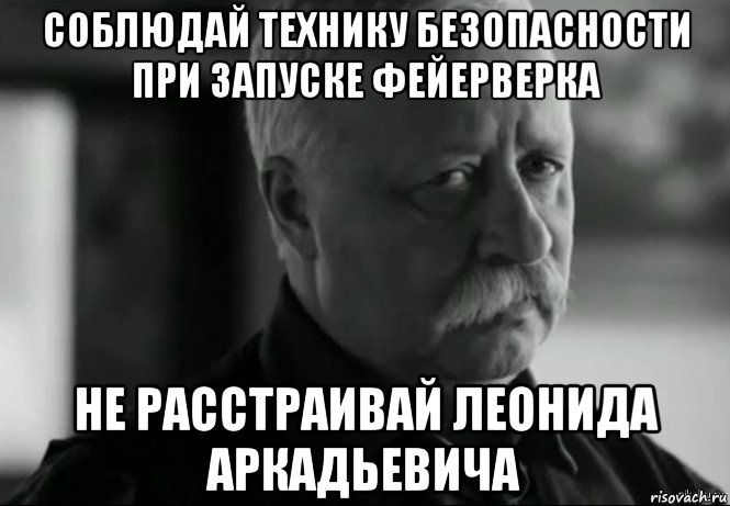 соблюдай технику безопасности при запуске фейерверка не расстраивай леонида аркадьевича, Мем Не расстраивай Леонида Аркадьевича