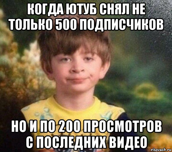 когда ютуб снял не только 500 подписчиков но и по 200 просмотров с последних видео, Мем Недовольный пацан