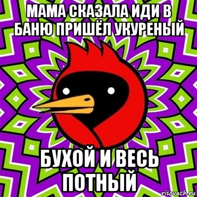 мама сказала иди в баню пришёл укуреньiй бухой и весь потньiй, Мем Омская птица