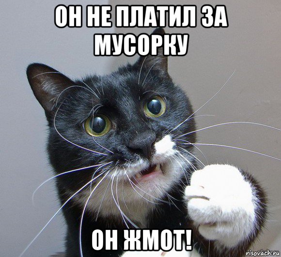 он не платил за мусорку он жмот!