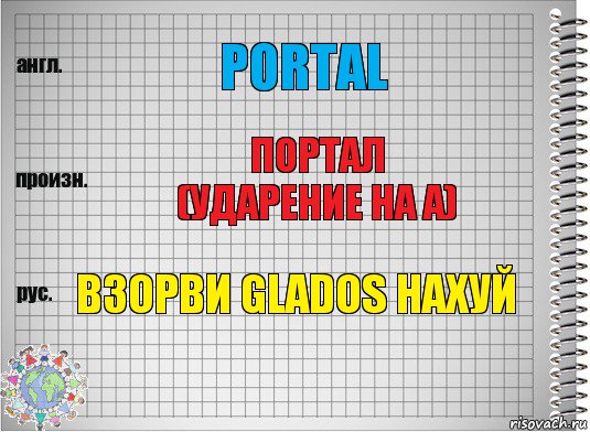 portal портал
(ударение на а) взорви GLaDOS нахуй
