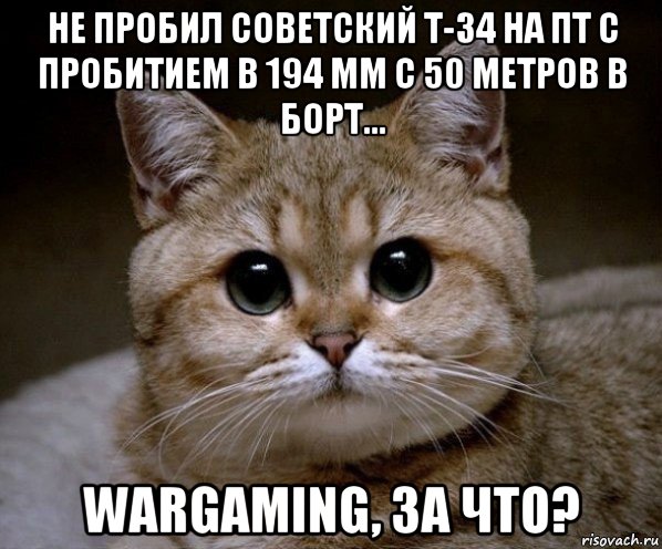 не пробил советский т-34 на пт с пробитием в 194 мм с 50 метров в борт... wargaming, за что?, Мем Пидрила Ебаная