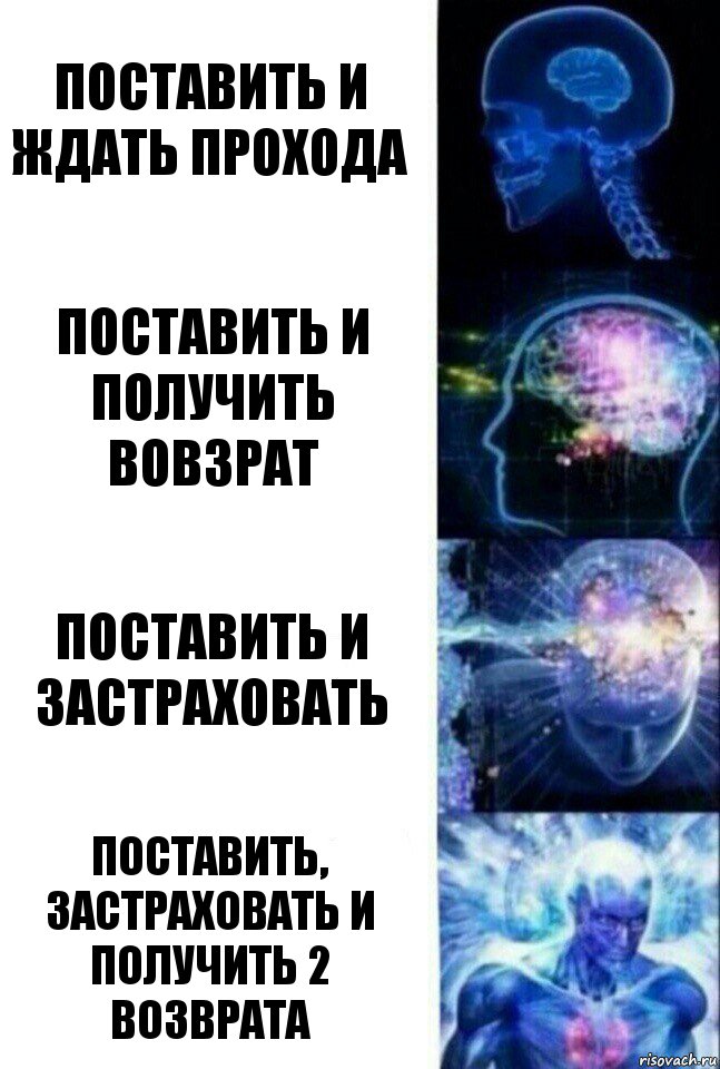 поставить и ждать прохода поставить и получить вовзрат поставить и застраховать поставить, застраховать и получить 2 возврата, Комикс  Сверхразум