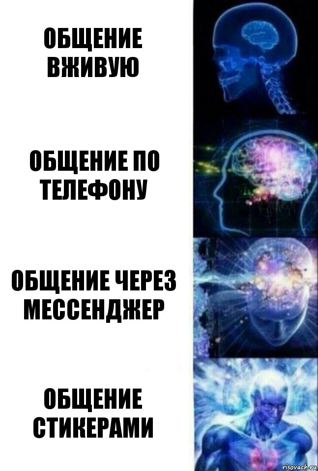 Общение вживую Общение по телефону Общение через мессенджер Общение стикерами, Комикс  Сверхразум