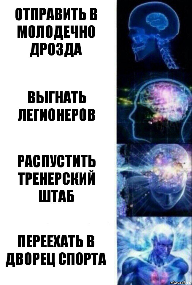 Отправить в Молодечно Дрозда Выгнать легионеров Распустить тренерский штаб Переехать в Дворец Спорта, Комикс  Сверхразум