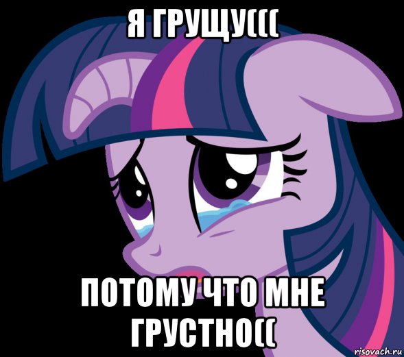 я грущу((( потому что мне грустно((, Мем Twilight Sparkle