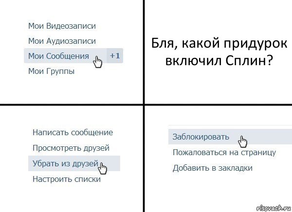 Бля, какой придурок включил Сплин?, Комикс  Удалить из друзей