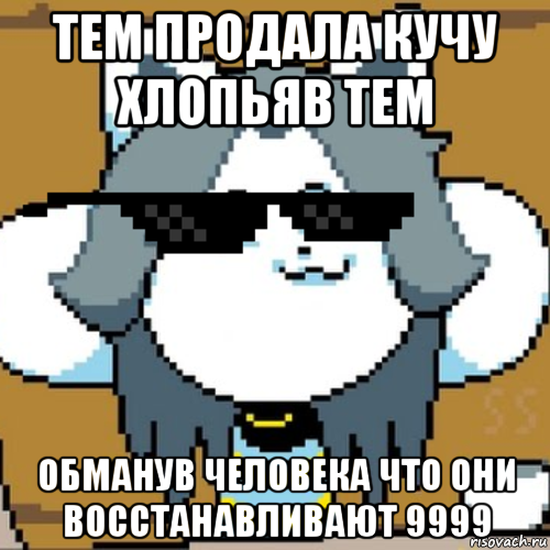 тем продала кучу хлопьяв тем обманув человека что они восстанавливают 9999, Мем Андертейл