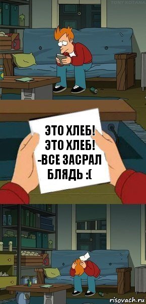 это хлеб! это хлеб!
-все засрал блядь :(, Комикс  Фрай с запиской