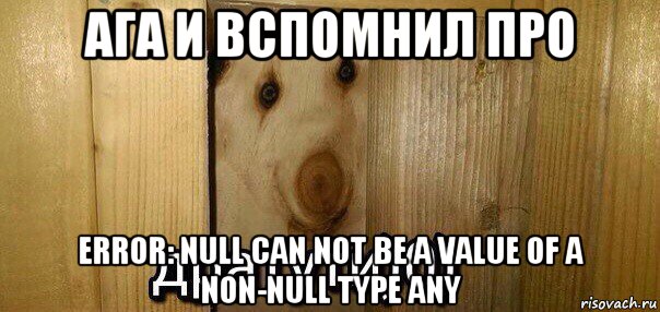 ага и вспомнил про error: null can not be a value of a non-null type any, Мем  Дратути