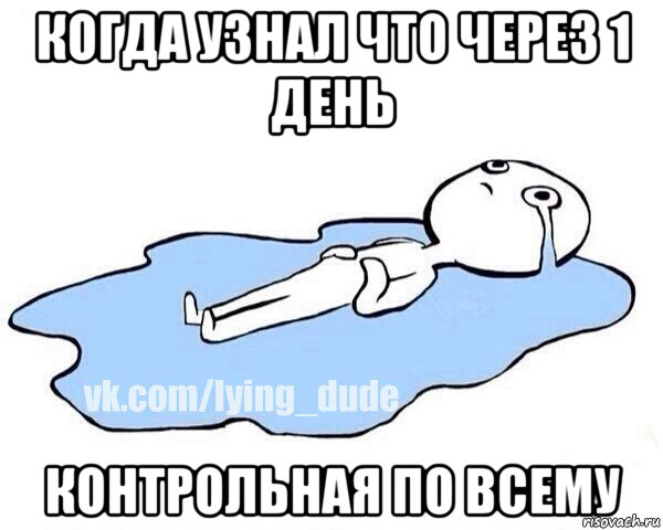 когда узнал что через 1 день контрольная по всему, Мем Этот момент когда