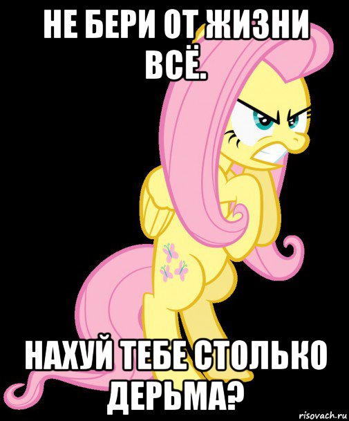 не бери от жизни всё. нахуй тебе столько дерьма?