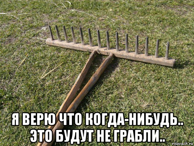  я верю что когда-нибудь.. это будут не грабли.., Мем Грабли