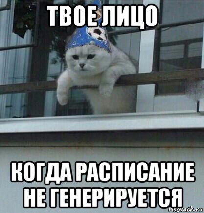 твое лицо когда расписание не генерируется