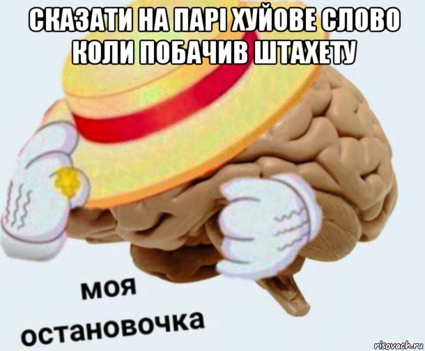 сказати на парі хуйове слово коли побачив штахету , Мем   Моя остановочка мозг