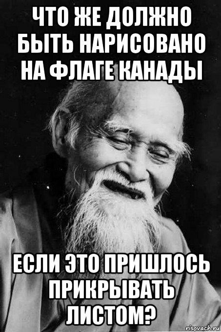 что же должно быть нарисовано на флаге канады если это пришлось прикрывать листом?, Мем мудрец улыбается