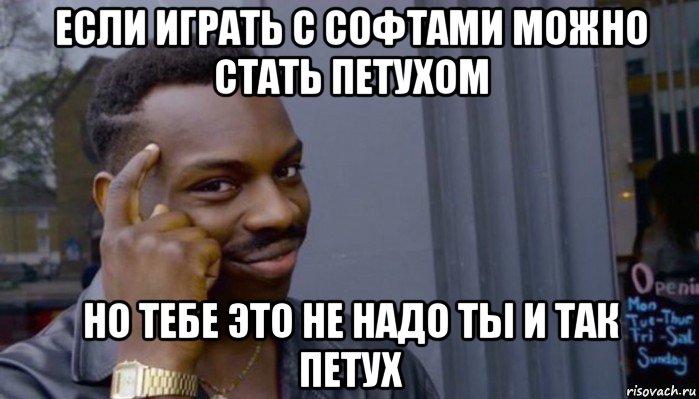 если играть с софтами можно стать петухом но тебе это не надо ты и так петух, Мем Не делай не будет