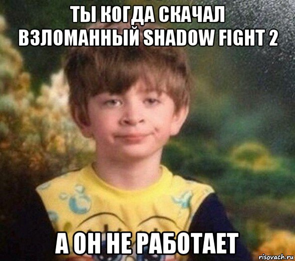 ты когда скачал взломанный shadow fight 2 а он не работает, Мем Недовольный пацан