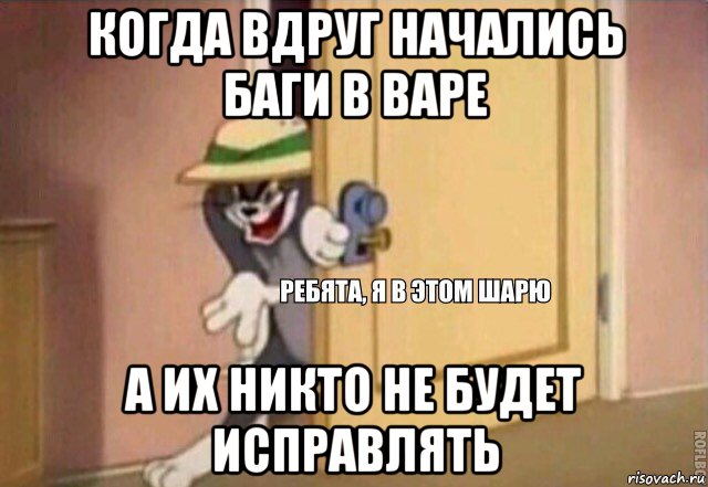 когда вдруг начались баги в варе а их никто не будет исправлять, Мем    Ребята я в этом шарю