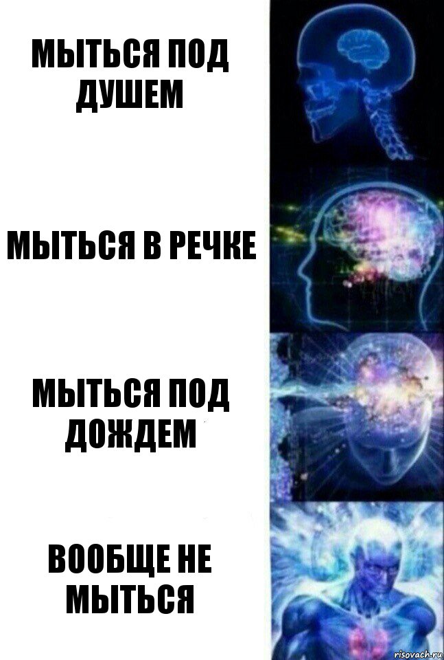 мыться под душем мыться в речке мыться под дождем вообще не мыться, Комикс  Сверхразум