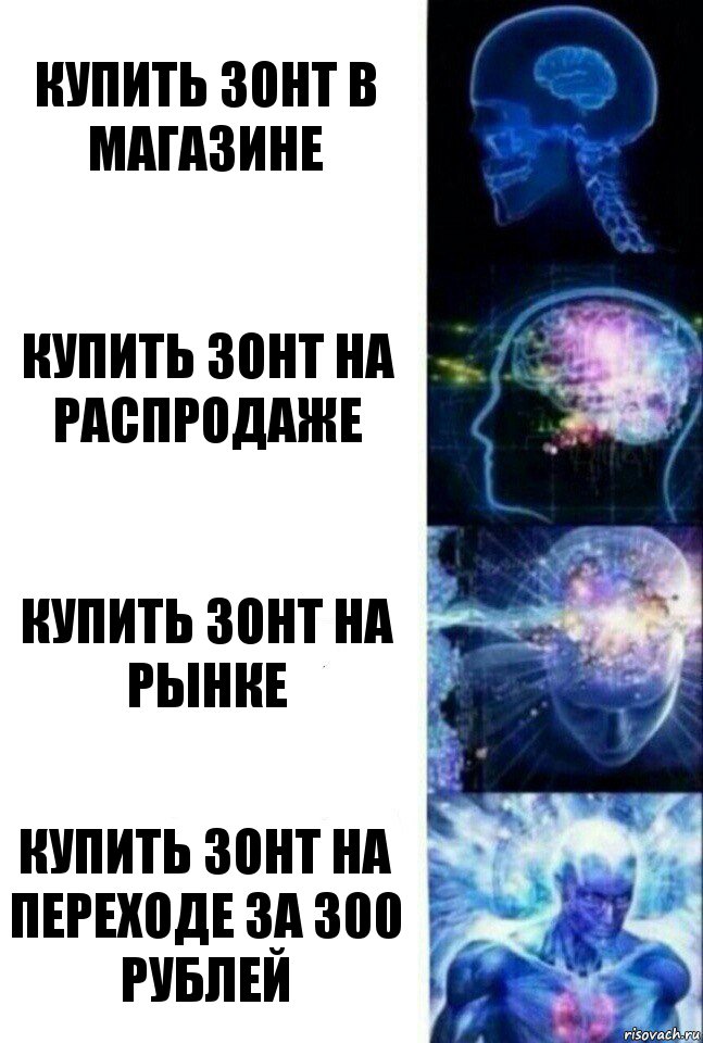 Купить зонт в магазине Купить зонт на распродаже Купить зонт на рынке Купить зонт на переходе за 300 рублей, Комикс  Сверхразум