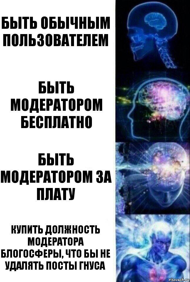 быть обычным пользователем быть модератором бесплатно быть модератором за плату купить должность модератора блогосферы, что бы не удалять посты гнуса, Комикс  Сверхразум