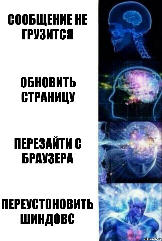 Сообщение не грузится обновить страницу Перезайти с браузера переустоновить шиндовс, Комикс  Сверхразум