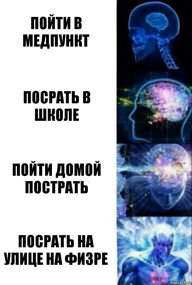 Пойти в медпункт посрать в школе Пойти домой пострать Посрать на улице на физре, Комикс  Сверхразум