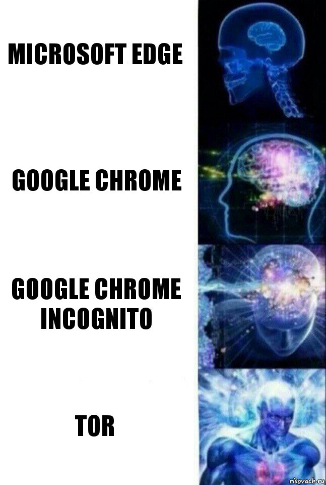 Microsoft Edge Google Chrome Google Chrome Incognito TOR