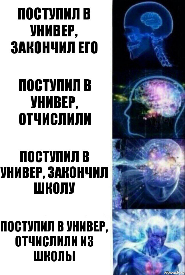 поступил в универ, закончил его поступил в универ, отчислили поступил в универ, закончил школу поступил в универ, отчислили из школы, Комикс  Сверхразум