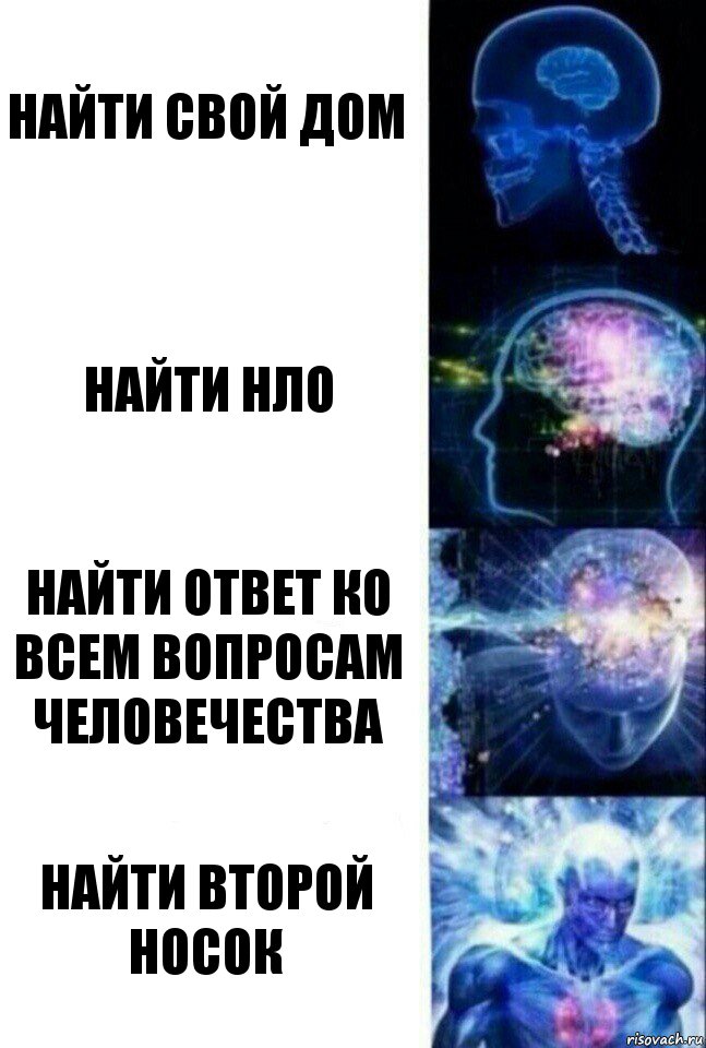 Найти свой дом Найти НЛО Найти ответ ко всем вопросам человечества Найти второй носок, Комикс  Сверхразум