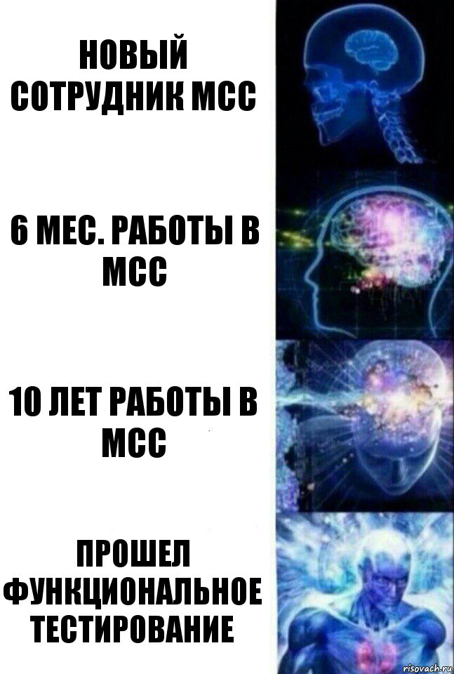 Новый сотрудник MCC 6 мес. работы в MCC 10 лет работы в MCC Прошел функциональное тестирование, Комикс  Сверхразум