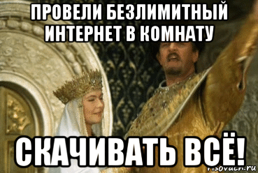 провели безлимитный интернет в комнату скачивать всё!