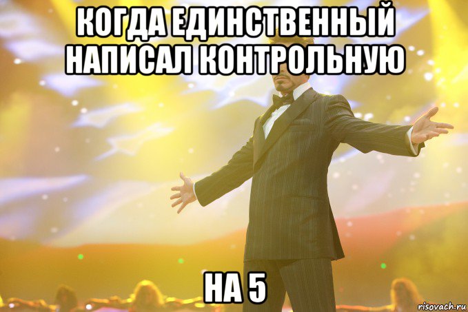 когда единственный написал контрольную на 5, Мем Тони Старк (Роберт Дауни младший)