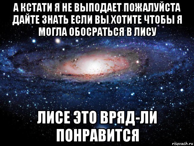 а кстати я не выподает пожалуйста дайте знать если вы хотите чтобы я могла обосраться в лису лисе это вряд-ли понравится, Мем Вселенная