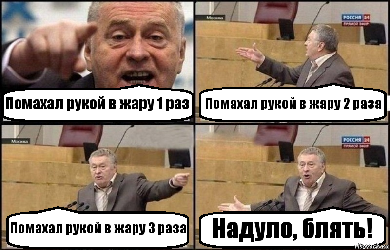 Помахал рукой в жару 1 раз Помахал рукой в жару 2 раза Помахал рукой в жару 3 раза Надуло, блять!, Комикс Жириновский