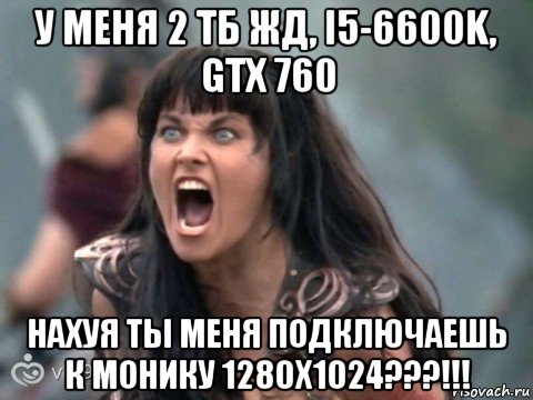 у меня 2 тб жд, i5-6600k, gtx 760 нахуя ты меня подключаешь к монику 1280х1024???!!!