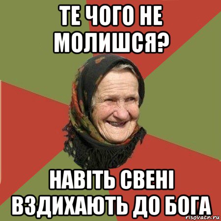 те чого не молишся? навіть свені вздихають до бога, Мем  Бабушка