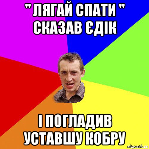 " лягай спати " сказав єдік і погладив уставшу кобру, Мем Чоткий паца