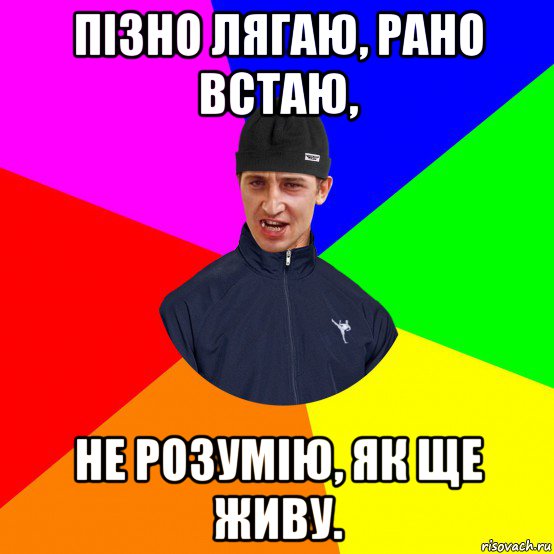 пізно лягаю, рано встаю, не розумію, як ще живу.