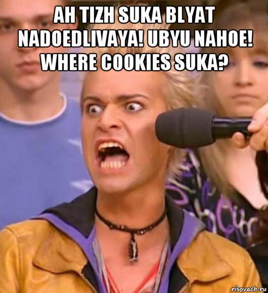ah tizh suka blyat nadoedlivaya! ubyu nahoe! where cookies suka? , Мем двееерь
