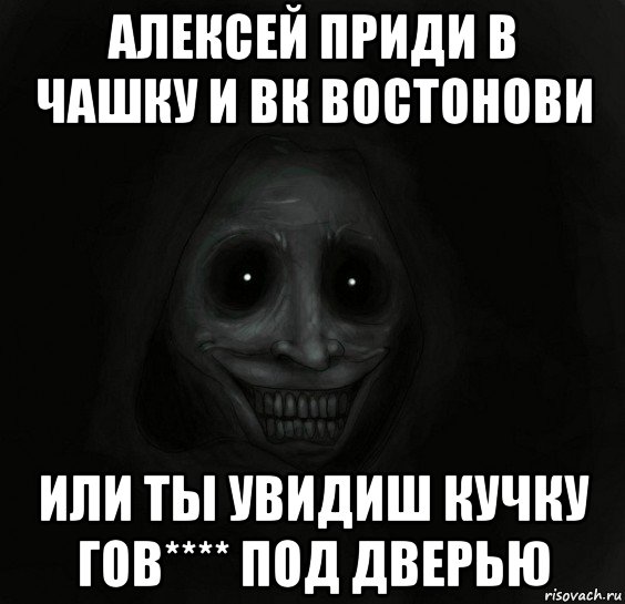 алексей приди в чашку и вк востонови или ты увидиш кучку гов**** под дверью, Мем Ночной гость