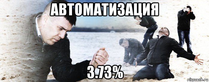 автоматизация 3.73%, Мем Мужик сыпет песок на пляже