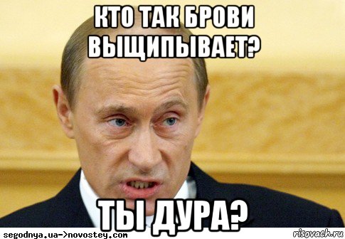 кто так брови выщипывает? ты дура?, Мем  Путин