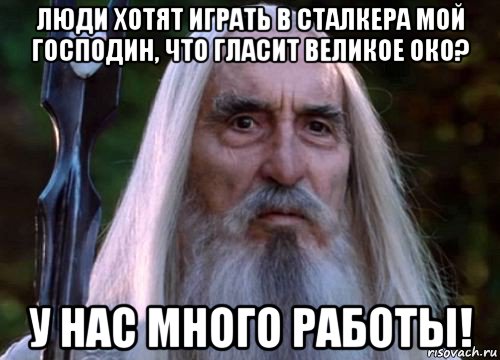 люди хотят играть в сталкера мой господин, что гласит великое око? у нас много работы!, Мем Саруман