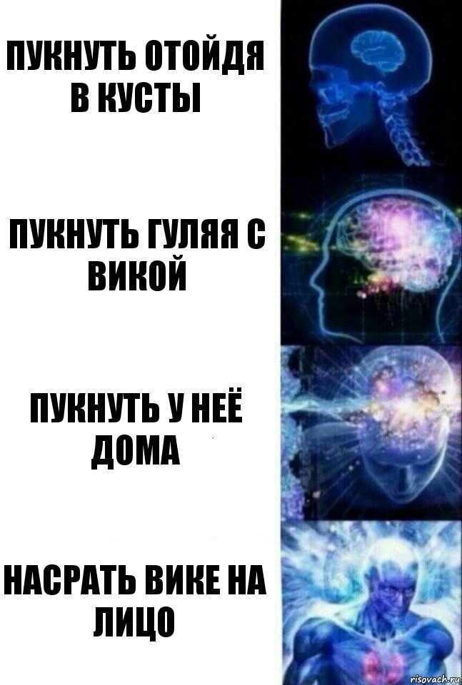 Пукнуть отойдя в кусты Пукнуть гуляя с Викой Пукнуть у неё дома Насрать Вике на лицо, Комикс  Сверхразум