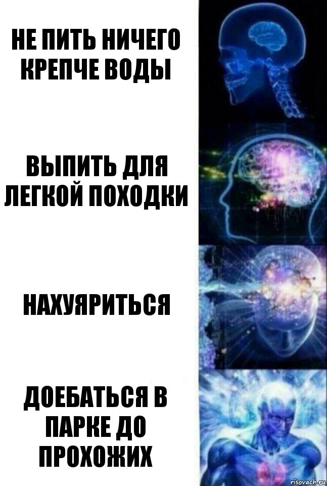 не пить ничего крепче воды выпить для легкой походки нахуяриться доебаться в парке до прохожих, Комикс  Сверхразум