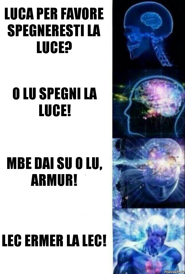 Luca per favore spegneresti la luce? O Lu spegni la luce! Mbe dai su o Lu, armur! Lec ermer la lec!, Комикс  Сверхразум